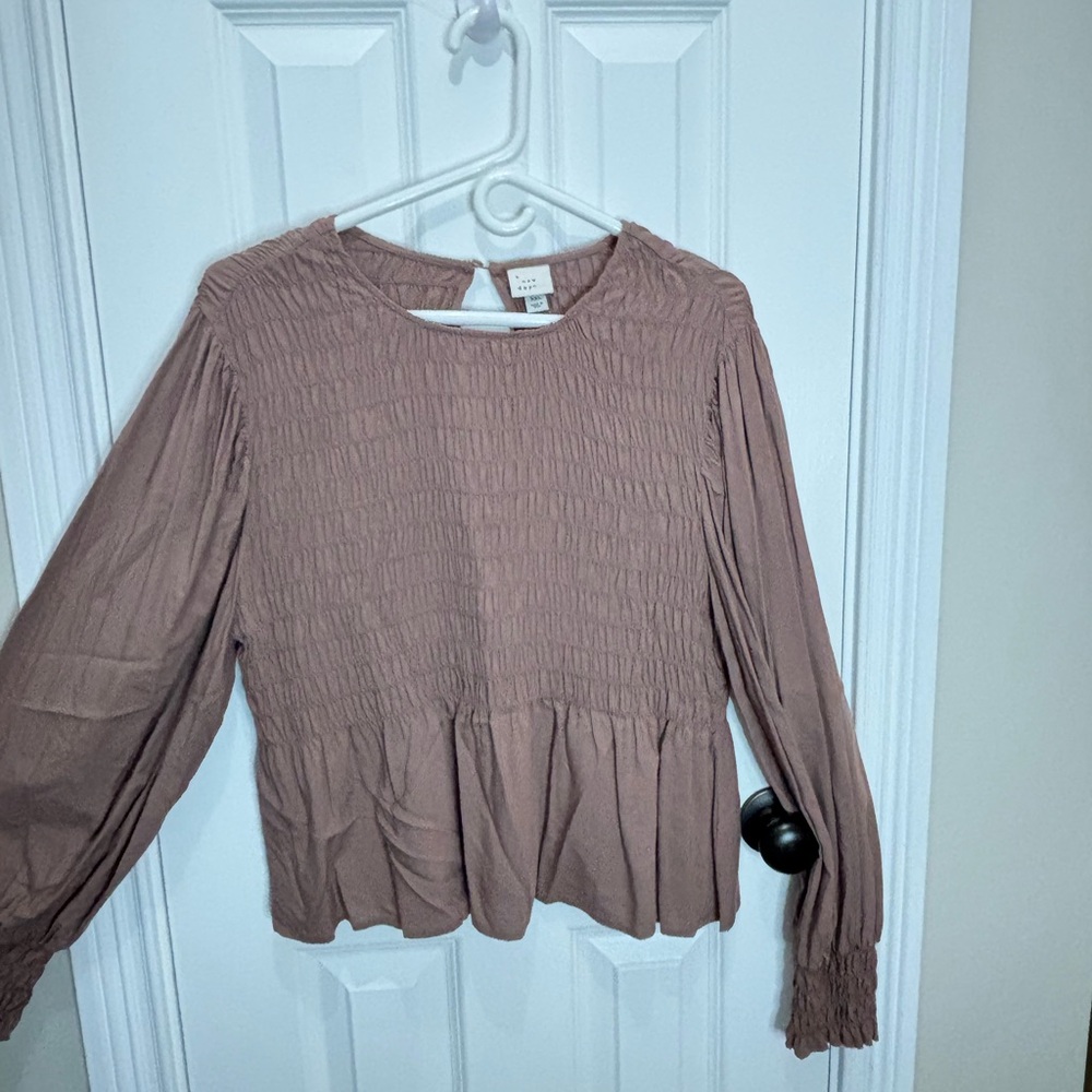 a new day Smocked Blouse in Tan